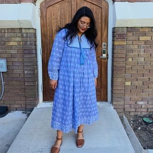 SZ Blockprints Dress in Pineapple Violet Print